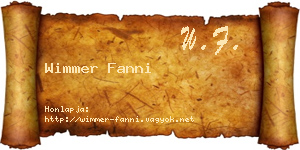 Wimmer Fanni névjegykártya